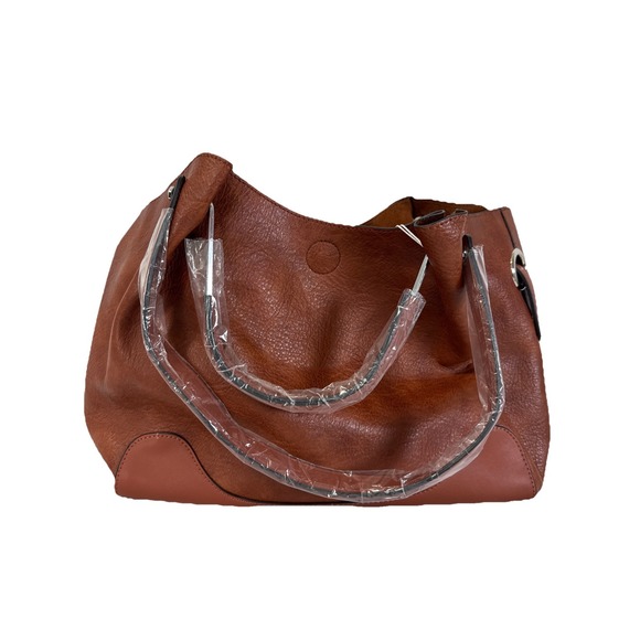 Carleton Los Angeles Brown Large‎ Soft Leather Purse Shoulder Bag w 2 Handles - Picture 8 of 8